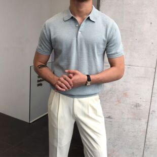 CHANG@KE夏季薄款男装修身休闲POLO衫韩版时尚简约T恤短袖潮男