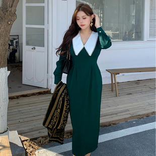 气质收腰显瘦连衣裙秋冬新款 高级感韩版 胖mm包臀裙1975 女装 大码