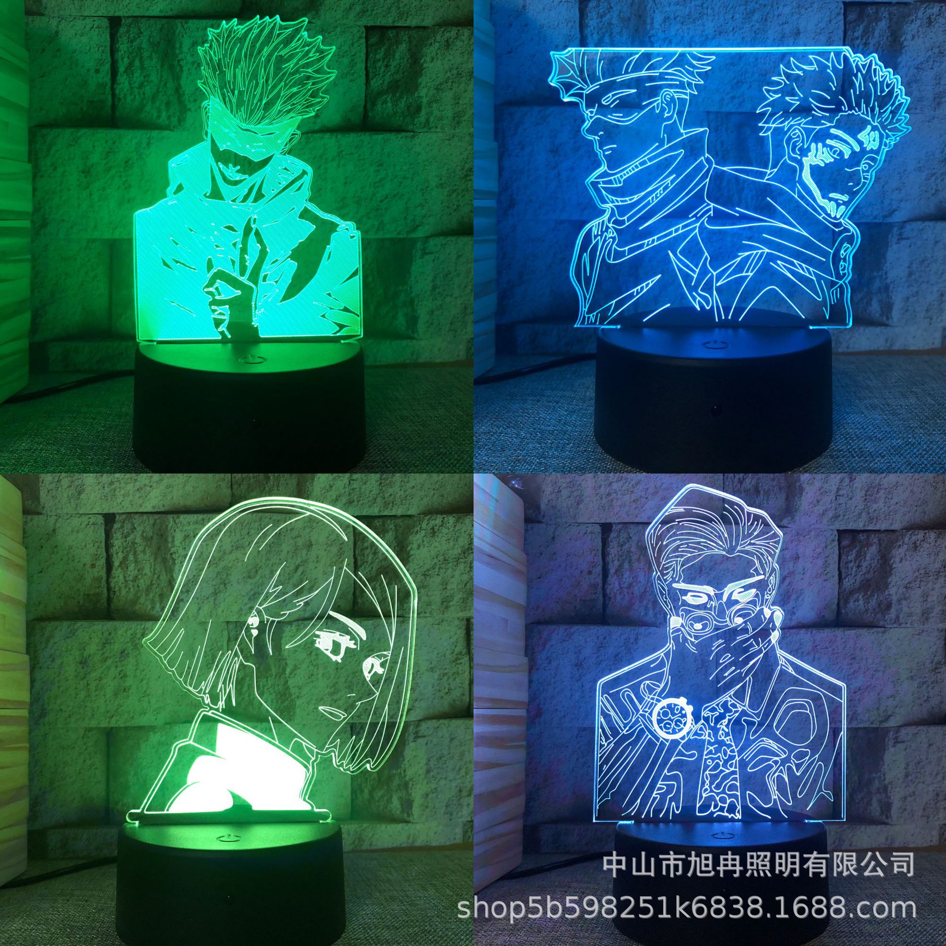跨境3D小夜灯咒术回战系列黑色触摸遥控16色床头灯USB台灯厂家