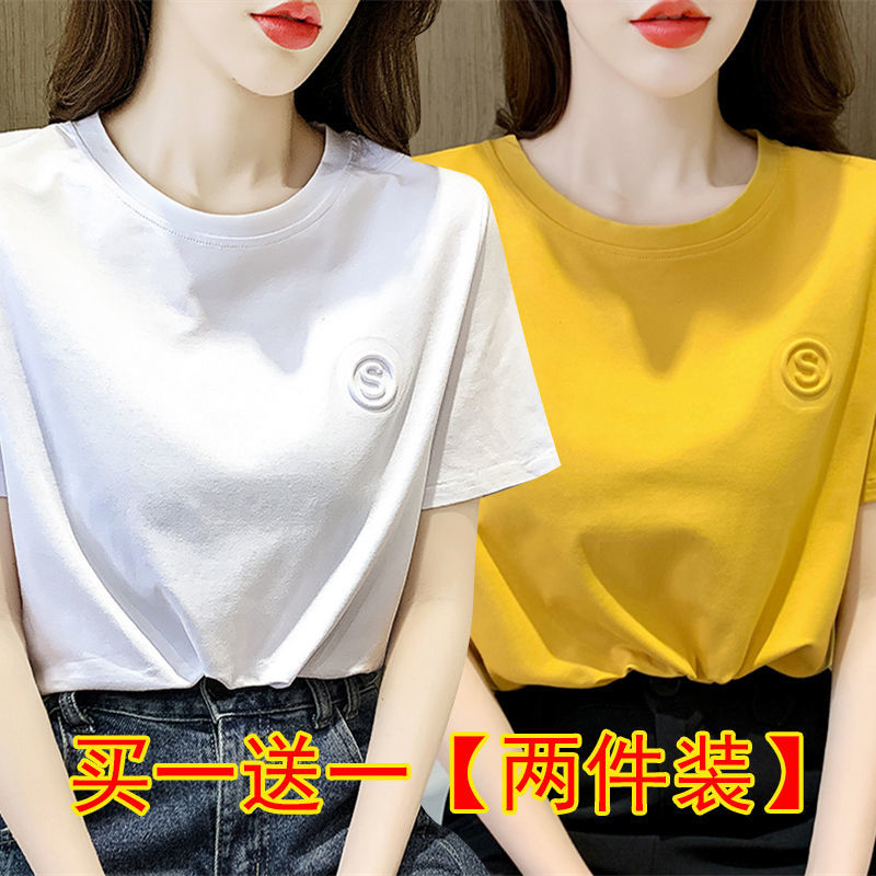 棉质夏季新款宽松短袖T恤女