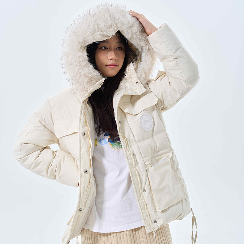 新款韩版时尚气质毛领派克棉服女冬季短款保暖加厚学院风棉衣外套