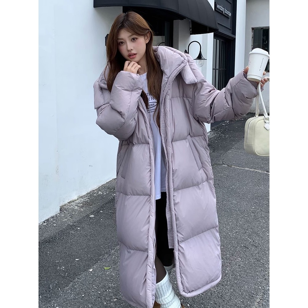 韩系oversize羽绒棉服女中长款2025冬季新款宽松加厚设计感面包服