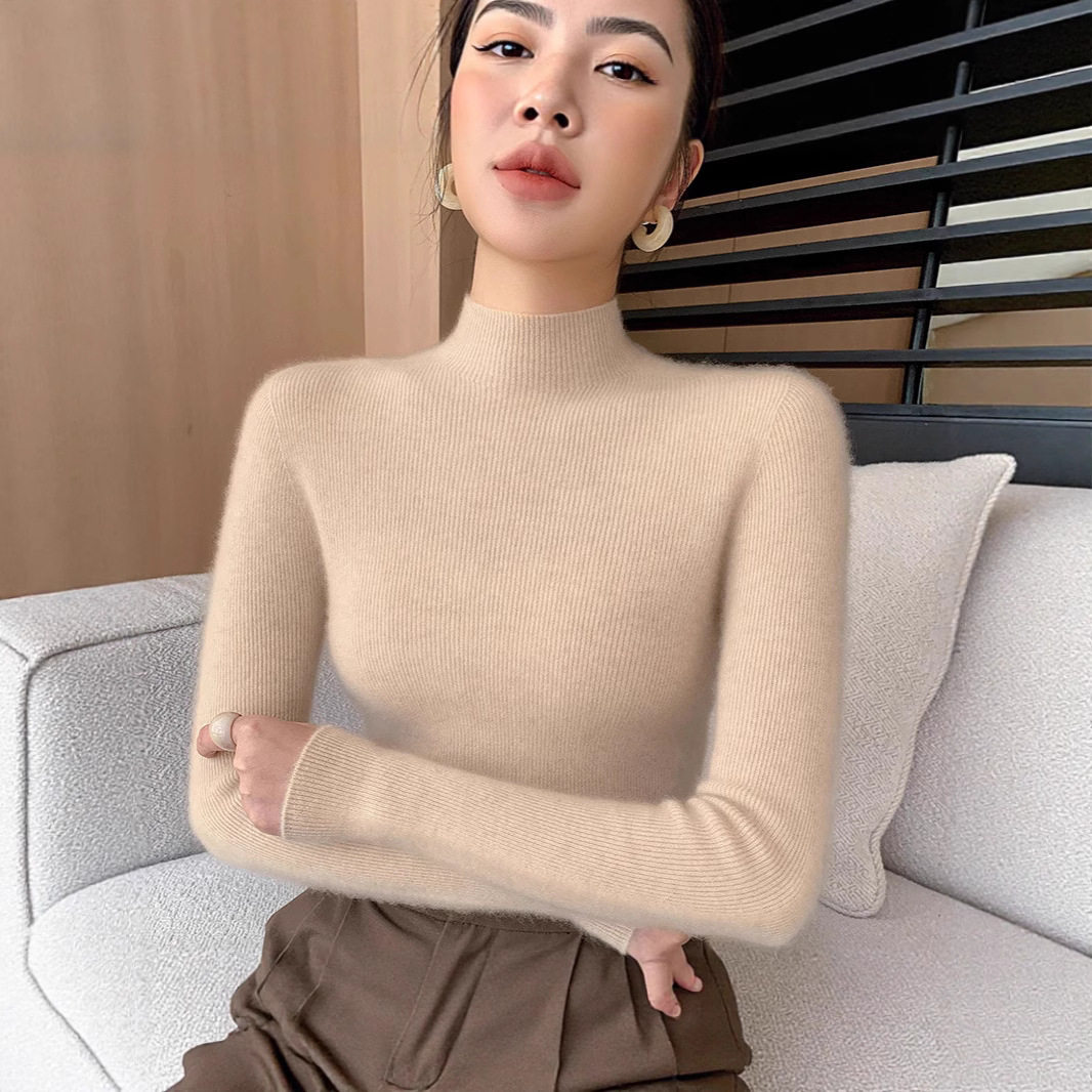 新款秋冬圆领针织衫打底衫半高领洋气显瘦女装上衣内搭套头女毛衣 - 淘宝联盟商品