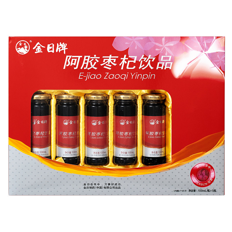 金日牌阿胶枣杞饮品100ml*5瓶含大枣枸杞阿胶蜂蜜 健康饮品礼盒装