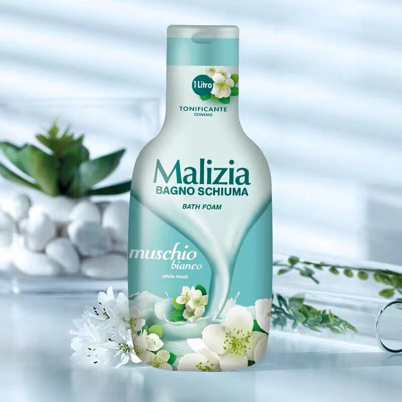 意大利进口Malizia/玛莉吉亚沐浴露1000ml白麝香黑莓莫诺伊莲花