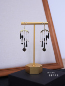 Missing原创设计钢琴键艺术感暗黑系长款 黑白韵律 耳饰耳夹