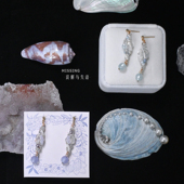 月影海螺 Missing原创海洋系列月光蓝波光粼粼感手作耳饰耳夹