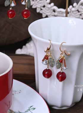 【圣诞浆果园】Missing原创意大利进口车厘子红可爱新年耳饰耳夹
