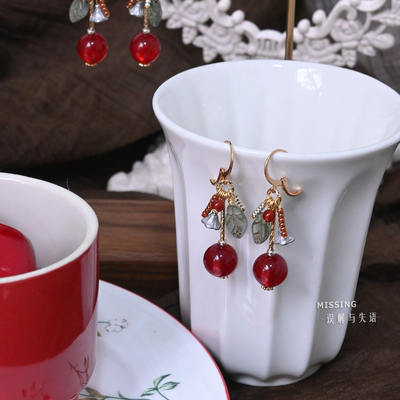 【圣诞浆果园】Missing原创意大利进口车厘子红可爱新年耳饰耳夹