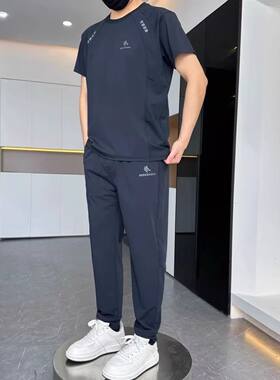 夏季男士速干超薄网眼短袖长裤套