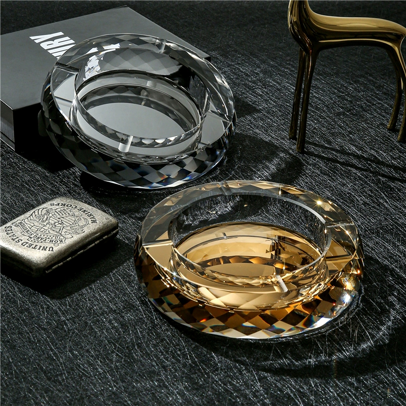 高档水晶玻璃烟灰缸欧式客厅大号奢定制logo公司KTV酒店烟缸礼品