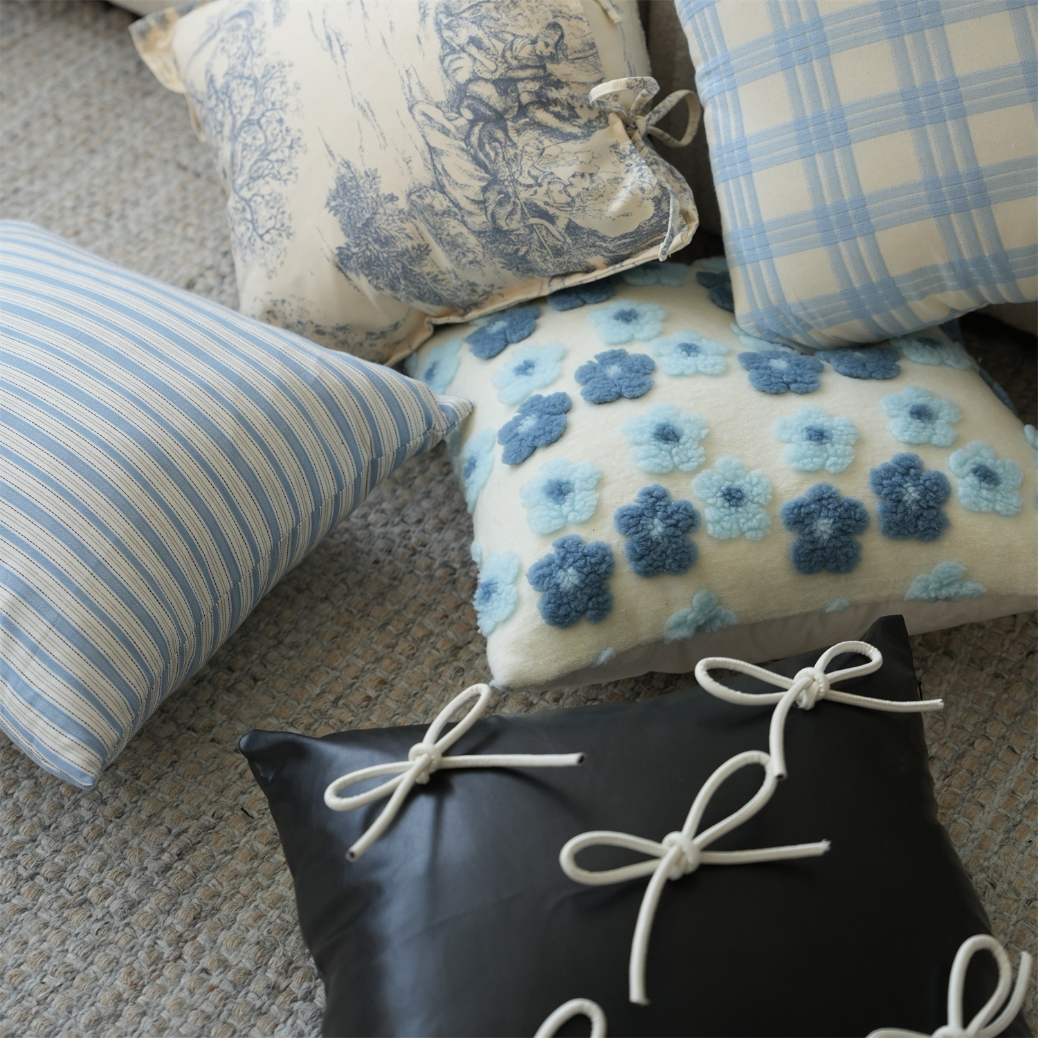 黑白蝴蝶结现代简约轻奢抱枕网红民宿卧室靠枕飘窗沙发靠枕