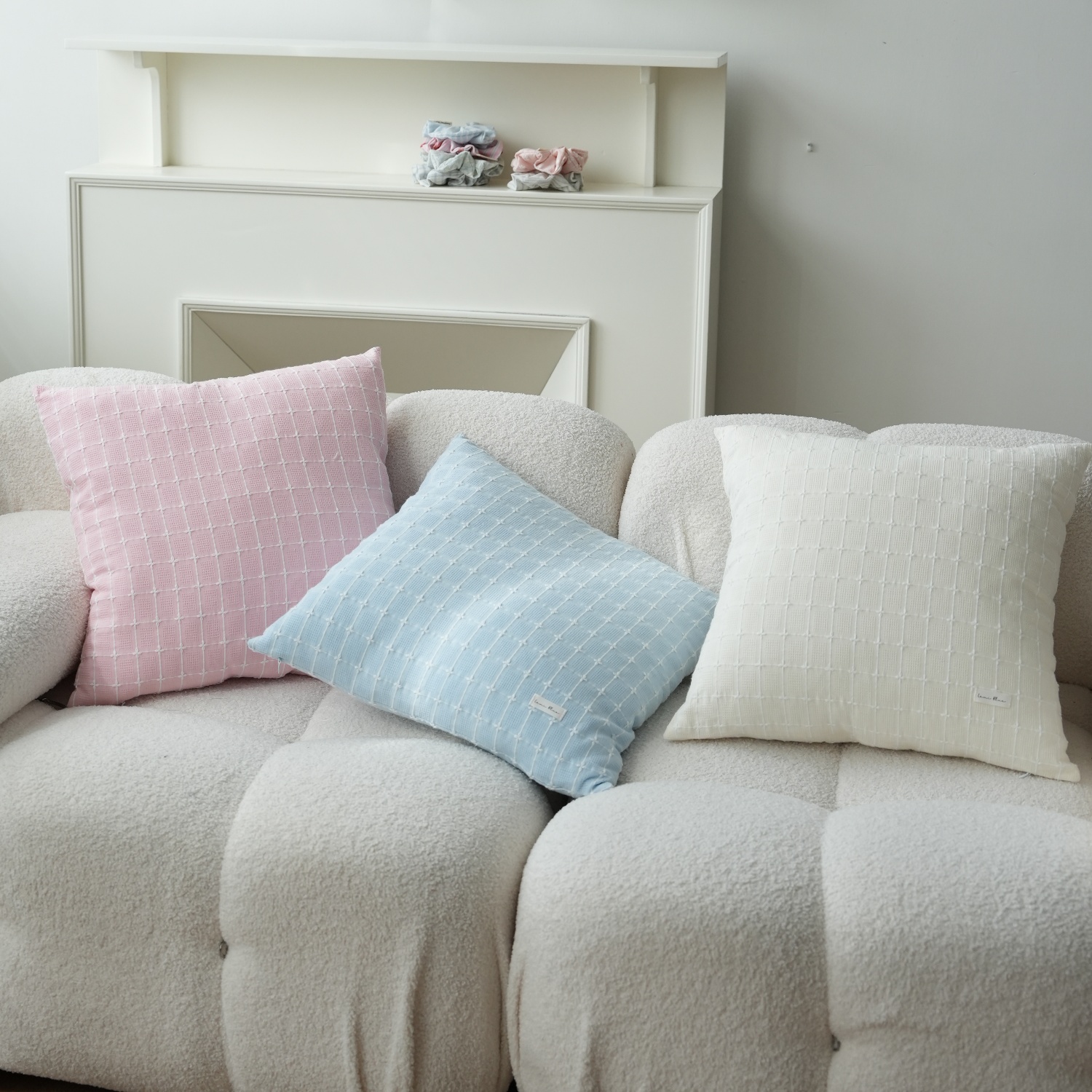 韩系ins风华夫格系列提花抱枕套沙发客厅靠枕靠垫柔软自然感