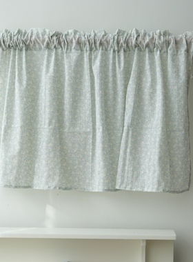 Lomi Blue浅蓝色镂空小碎花窗帘卧室厨房ins风韩系隔断帘清新门帘