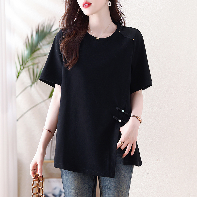 新中式盘扣拼接短袖T恤