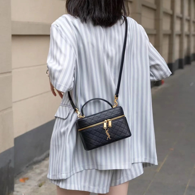 杨树林真皮盒子包化妆包