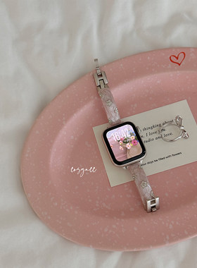 cosyacc适用苹果手表金属iwatch8910代细款小花镶钻s11手镯表带