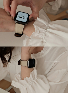 COSYACC适用AppleWatch910代se荔枝纹小羊皮iWatch苹果手表带s11