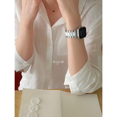cosyacc适用苹果手表不锈钢金属iwatch8910代韩系拼接气质s11表带