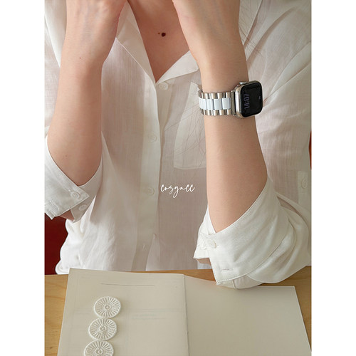 cosyacc适用苹果手表不锈钢金属iwatch8910代韩系拼接气质s11表带