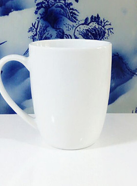特价 陶瓷优雅白色马克杯 水杯 茶杯 正品骨瓷杯 带盖子勺子包邮