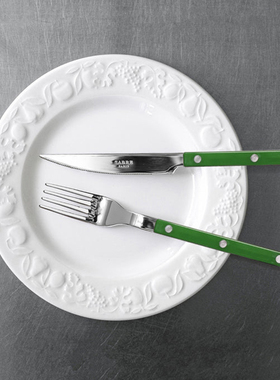 sort法国Sabre Paris深绿色亮面西餐具刀叉勺子法式复古北欧现代