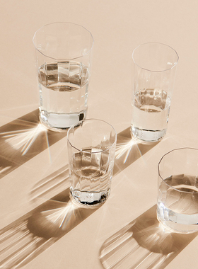 sort丹麦HAY角度玻璃杯轻薄透明水杯茶杯北欧现代简约Angle Glass