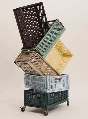 sort丹麦HAY新款可折叠收纳篮塑料筐置物收纳框NEW COLOUR CRATE
