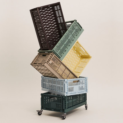 sort丹麦HAY新款可折叠收纳篮塑料筐置物收纳框NEW COLOUR CRATE