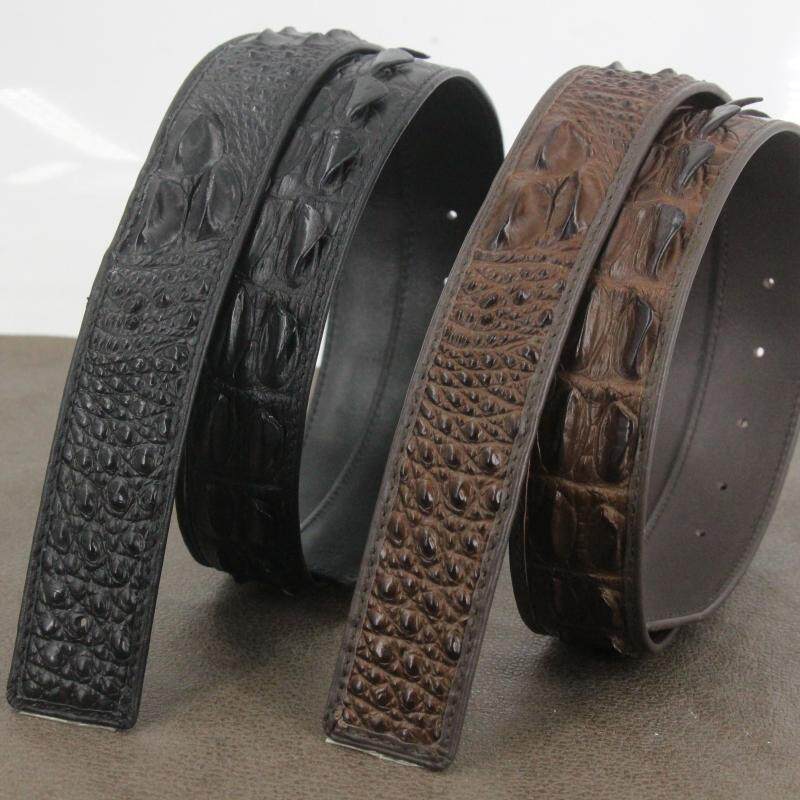 皮带真皮不带头双面头层牛皮针扣带身H平滑扣鳄鱼纹骨无头腰带男