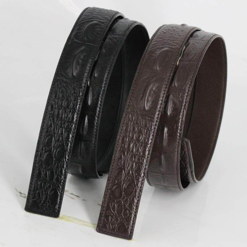 皮带男士真皮不带头H平滑扣鳄鱼纹无扣带身无扣头层牛皮针扣腰带