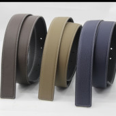 男士 双面荔枝纹真皮针扣腰带身头层牛皮平滑扣不带头女皮带条3.4