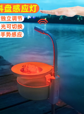 钓鱼灯夜钓感应上饵灯 钓鱼饵盘拉饵料灯LED充电饵灯垂钓渔具装备