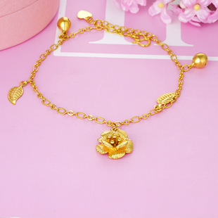 越南沙金脚链女镀18k仿真黄金脚链久不掉色简约学生花生欧币首饰