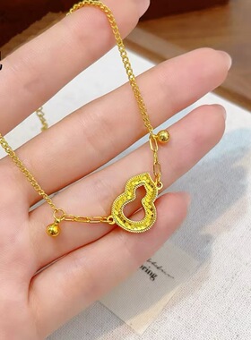 金店同款古法沙金爆闪镂空龙鳞葫芦福禄手链手饰精致气质女送礼物