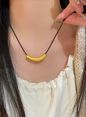 久不掉色越南沙金仿古法金diy配件小福字弯管皮绳项链女百搭