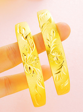 欧美24K金越南沙金12N手镯 黄铜女推拉手环仿黄金手饰