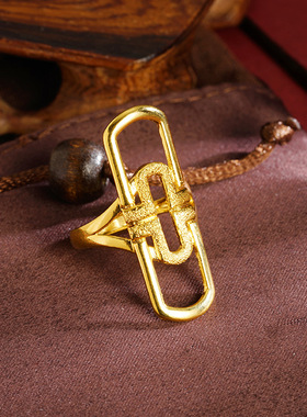 越南沙金个性戒指几何扣欧美流行复古饰品男女铜合金