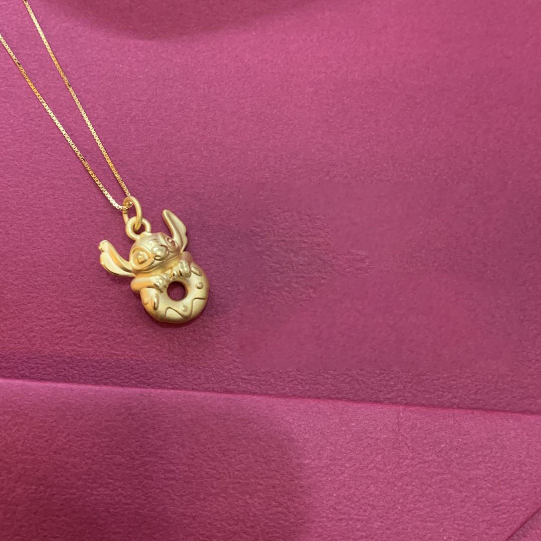 超可爱甜甜圈史迪仔吊坠项链女卡通ins风简约精致百搭设计感项链