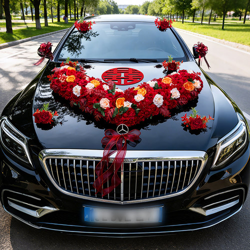 婚车装饰车头花主婚车头车花