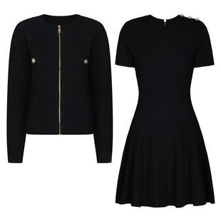 连衣裙套装 25270高品质春秋新款 短袖 针织上衣外套 网红流行长袖
