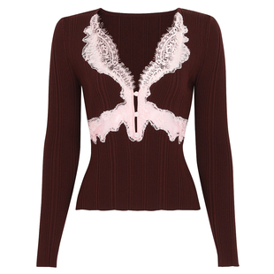 上衣气质网红打底上衣女 通勤针织面料长袖 2635高品质春秋新款 时尚