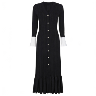 显瘦气质大摆连衣裙 通勤品质针织修身 2618高品质欧美春秋新款 时尚