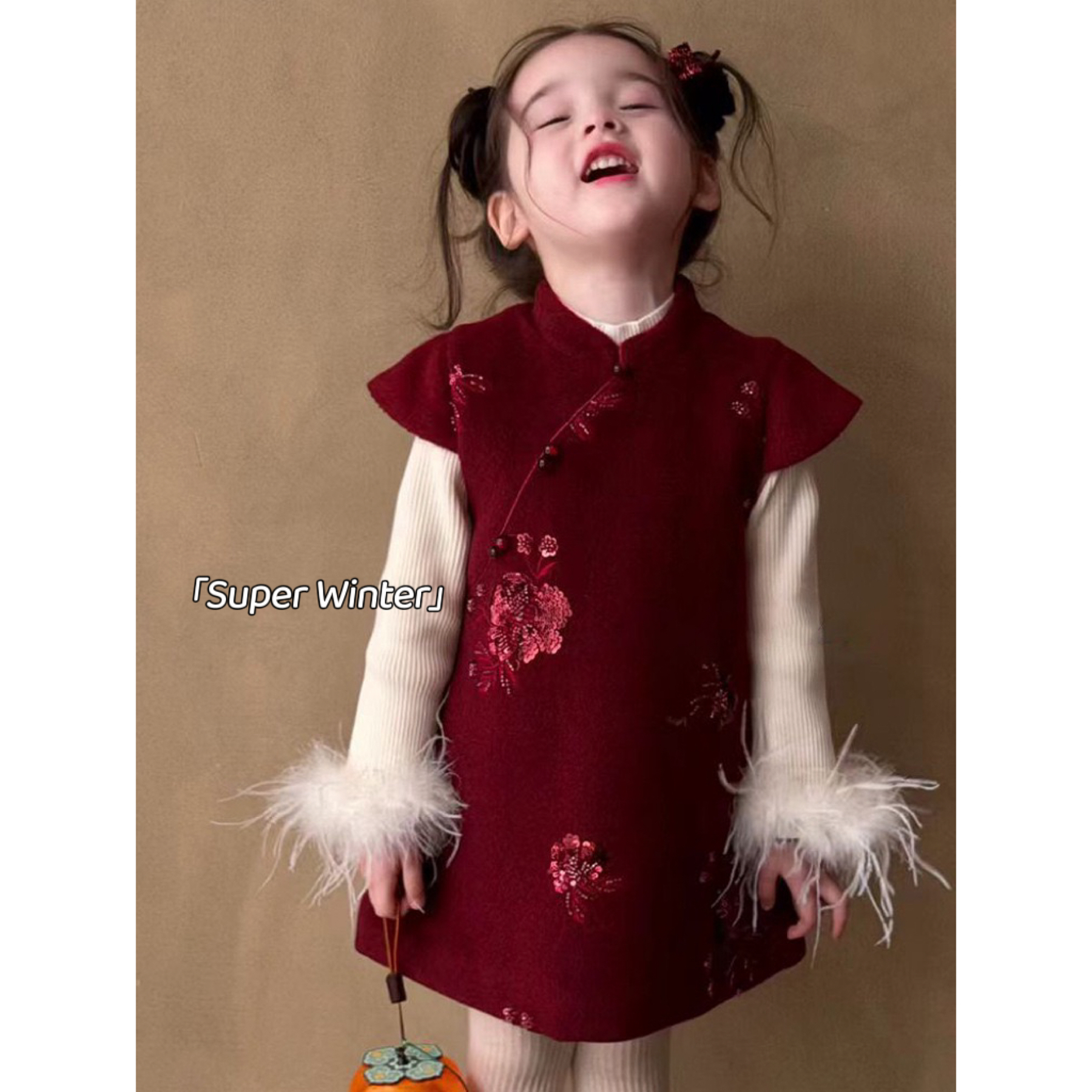 女童冬季新中式旗袍裙