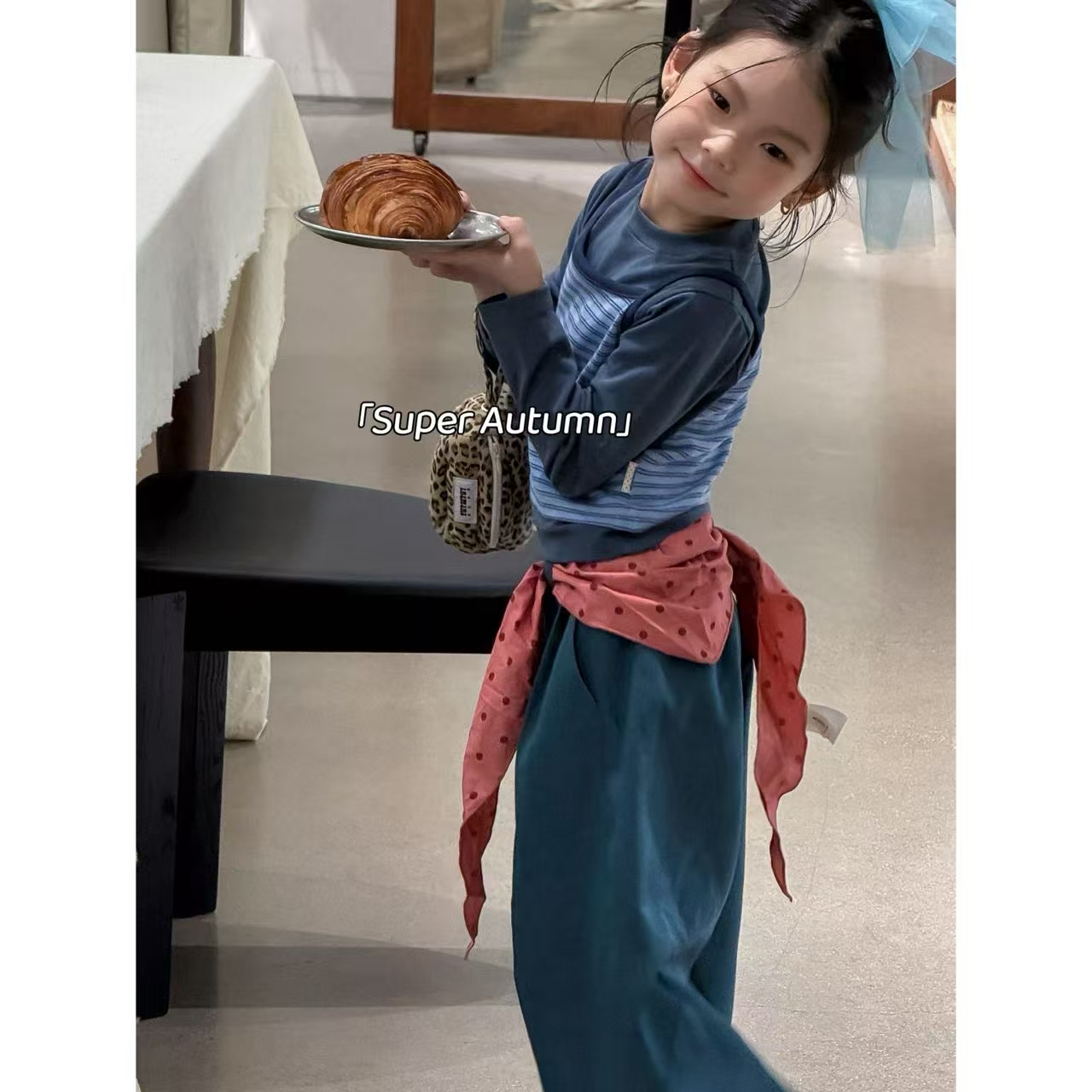 女童奇迹韩版简约条纹吊带两件套