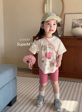 女童夏季字母T恤上衣网红