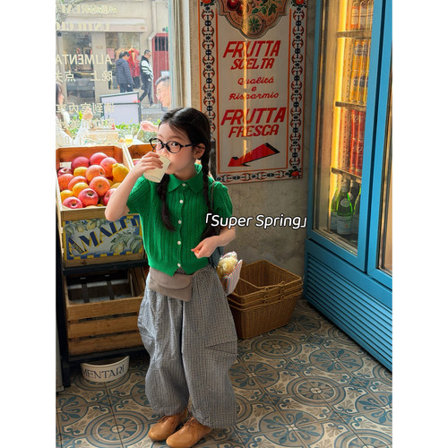 女童26春季韩版polo针织开衫