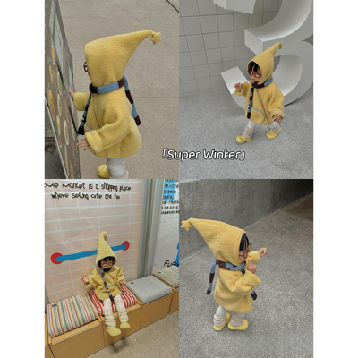 女童冬季五角星连帽羊羔绒外套