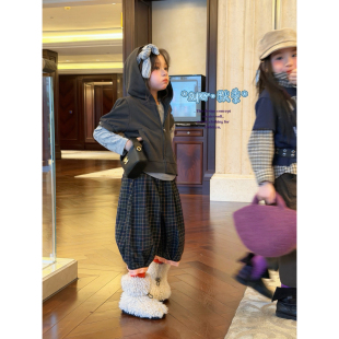 女童26秋季新款韩版卡通长袖内搭连帽卫衣外套上衣百搭中小童套装