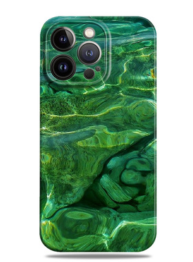 一汪清泉墨绿色清新夏日适用苹果15promax手机壳13小米14华为mate60高级感nova12一加oppo荣耀90全包vivox100